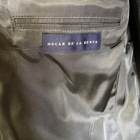 Men's Oscar de la Renta Suit (Jacket‎ & Pants Set) Grey Pinstripe 100% wool - Picture 2 of 13